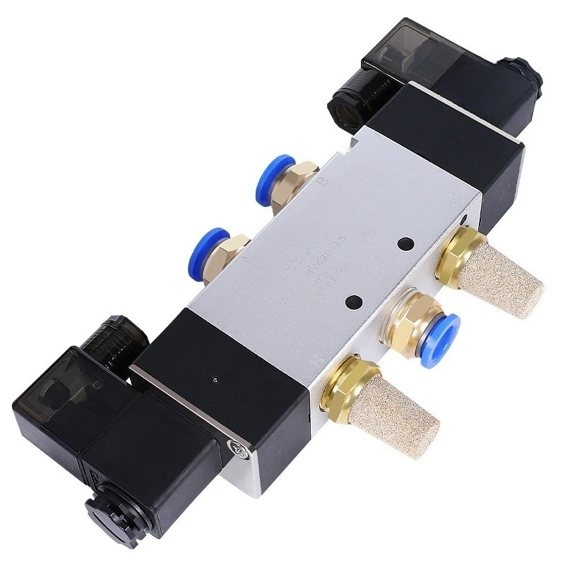 4V220‑08 Double Coil Pneumatic Solenoid Valve 5/2 Way 24V, 4V320‑10 4V420‑15 Air Cylinder Control Directional Valve