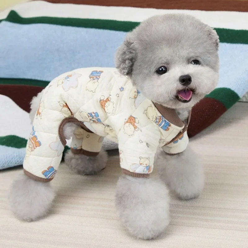 

2025 Winter Warm Dog Jumpsuits,Cartoon Print Soft Cotton Puppy Overalls Fashion Pet Clothes,Dog Supplies,Pet Products