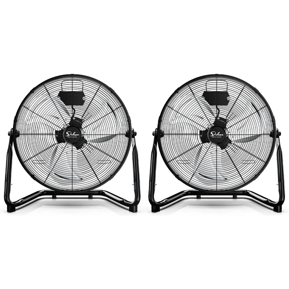 

20 Inch 3-Speed High Velocity Heavy Duty Metal Industrial loor an or Warehouse, Workshop, acand Basement, Black, 2 Pack