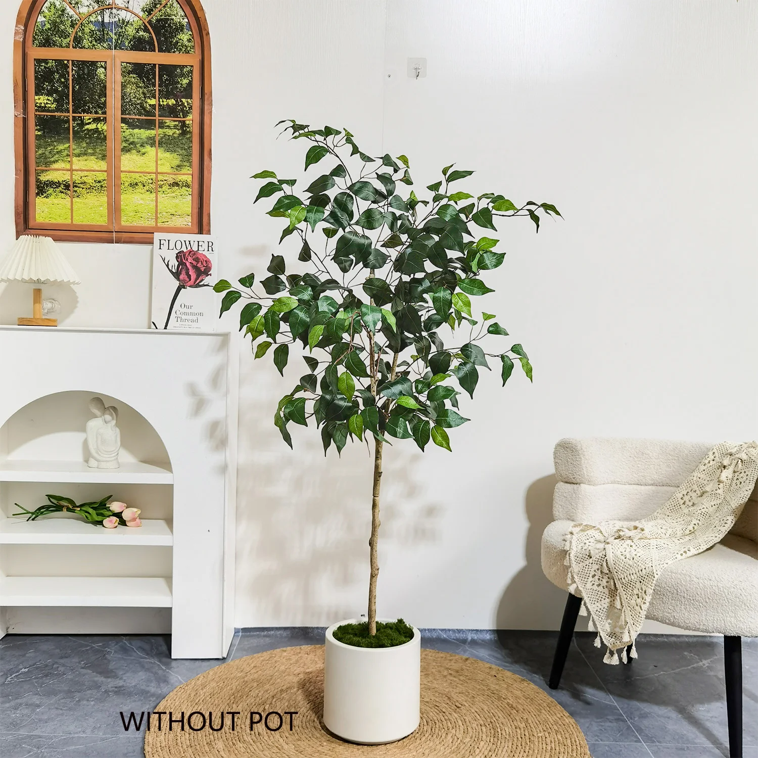 140-210cm Künstlicher Ficus-Baum Banyan-Zweig für Innen- und Außenbereich Dekorative Kunstpflanze für Haus, Balkon und Wohnzimmer – Detail 11