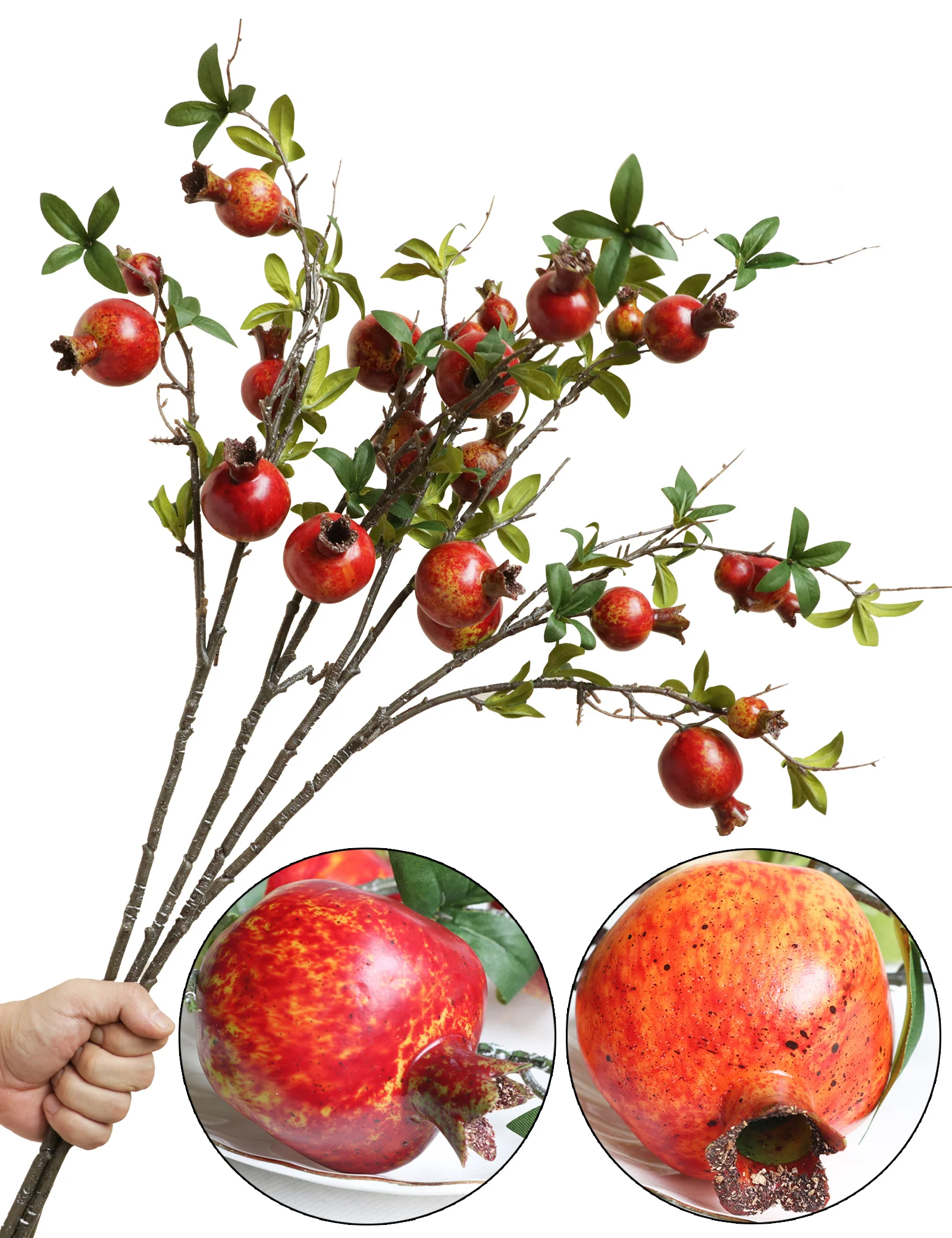 Autumn High qualit Pomegranate Artificial Flowers Fruit Fake flowers Branch Artificial Plant for Christmas Decor  Wedding Decora