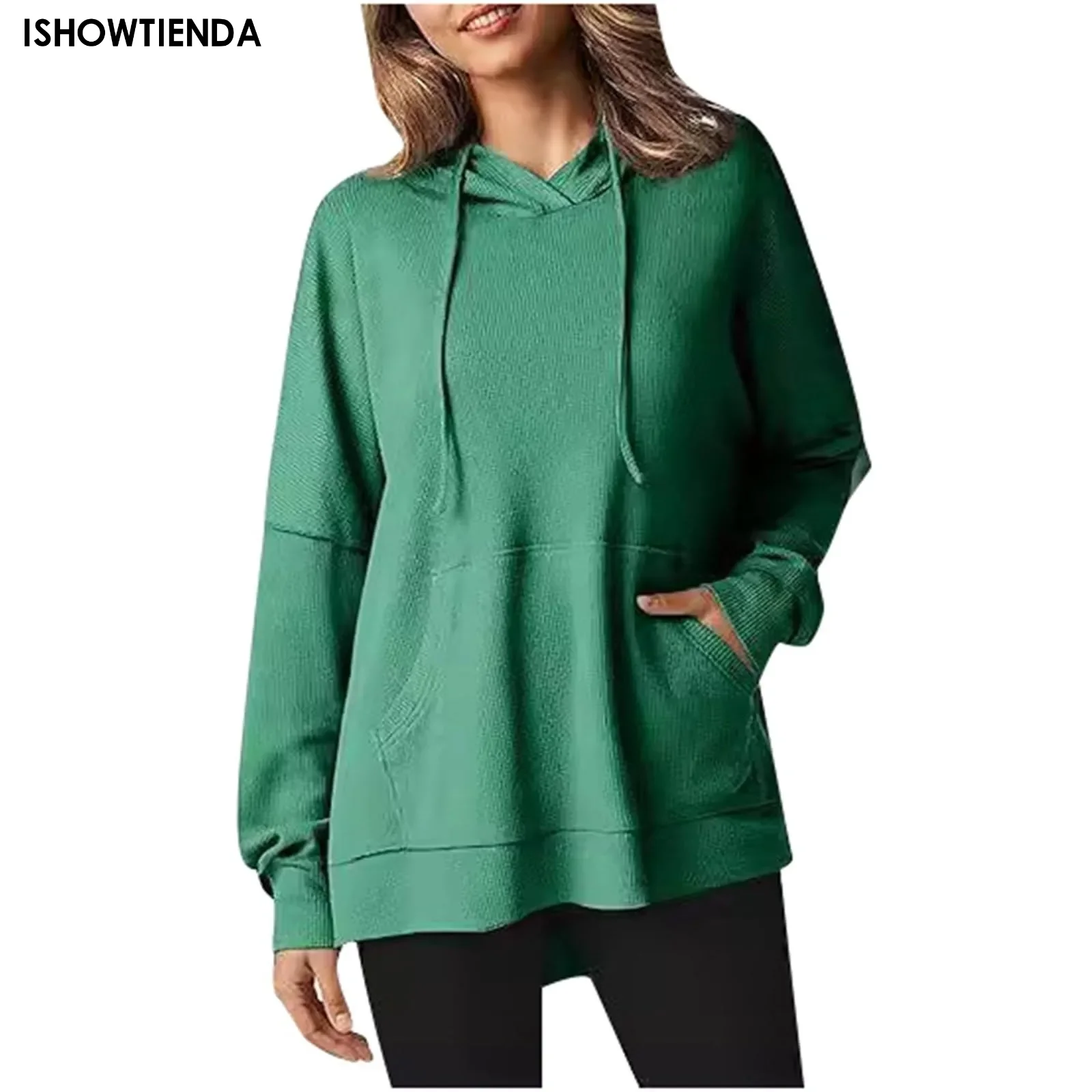 2024 Autumn Winter Women's Hooded Sweatshirt Female Oversize Casual Hooded Pullovers Women's Tops Lady's Solid Color Sport Shirt