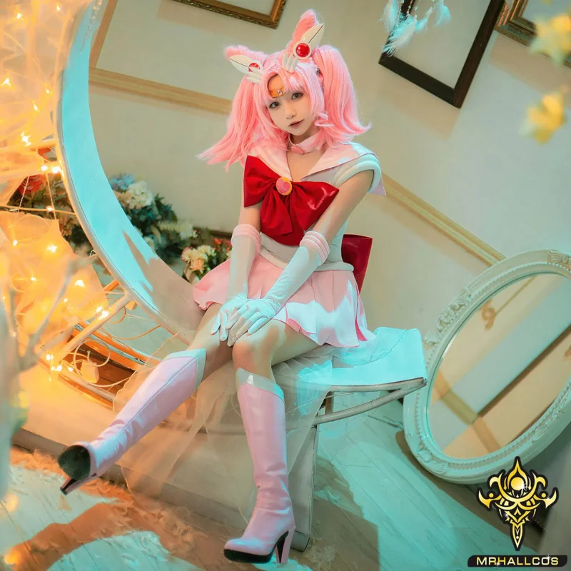 MRHALLCOS-Robe Cosplay Amine Sailor Chibi Moon, Tenues en cristal Chibiusa Tsuk37, ixd'Halloween, Enfant, Adulte, Femme