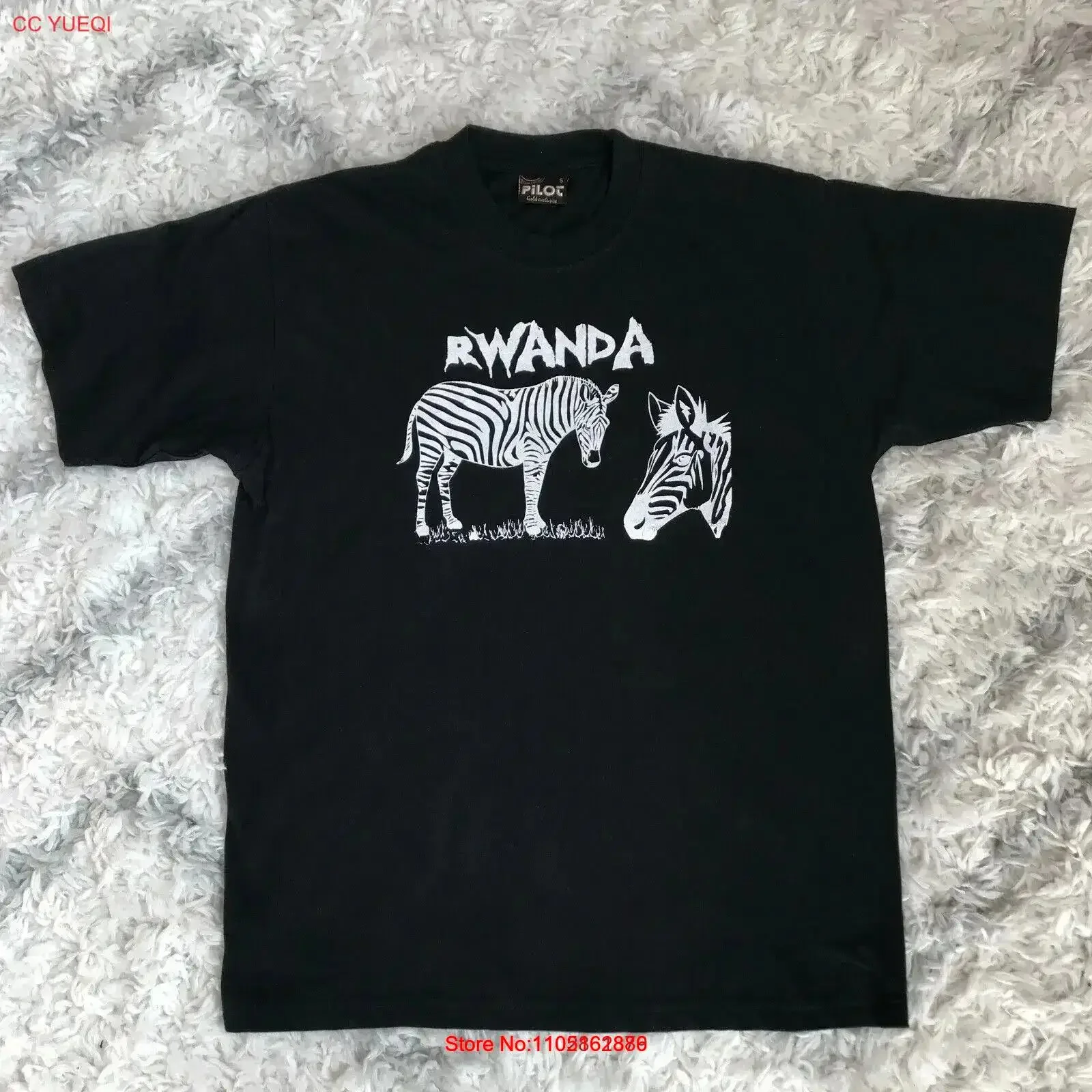 

Men Sm RWANDA T SHIRT black white zebra nature africa wildlife cotton rare vtg vintage Washed Casual Breathable fashion