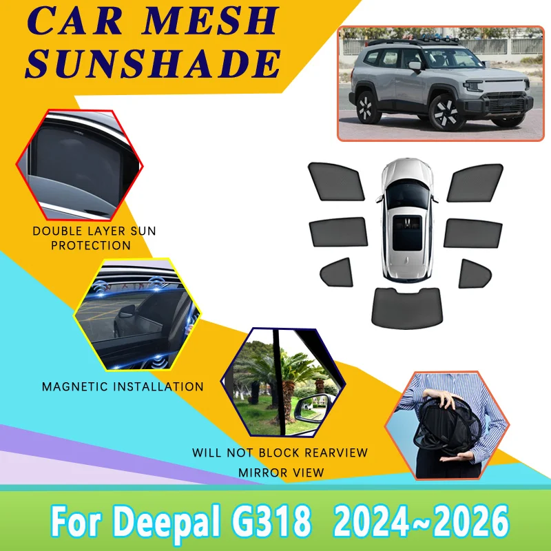 

Солнцезащитная сетка-шторка для Deepal G318 2024 2025 2026, светоблокирующая, теплоизоляционная, для лобового стекла, автомобильные аксессуары