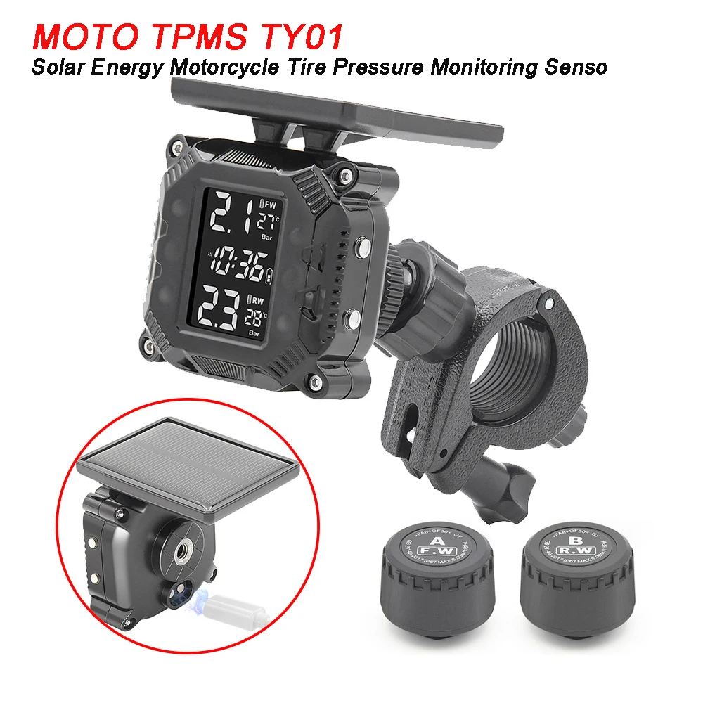 MOTO TPMS Solar Energy Motorcycle Tire Pressure Monitoring Senso With Display MOTO Tire Inspection High Temperature Resistant