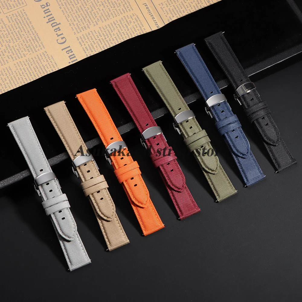 Cinturino in pelle di nylon da 20 mm per Huawei GT5/4/3/2 a sgancio rapido 22 mm per Samsung Galaxy7/6/5/4 per cinturino sportivo Swatch uomo donna
