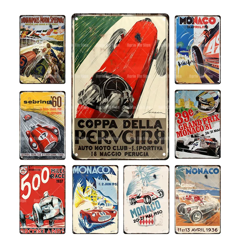 Monaco Racing Tin Signs Metal Plate Garage Wall Bar Home Shop Art Decor Vintage Iron Painting Poster Home Cuadros