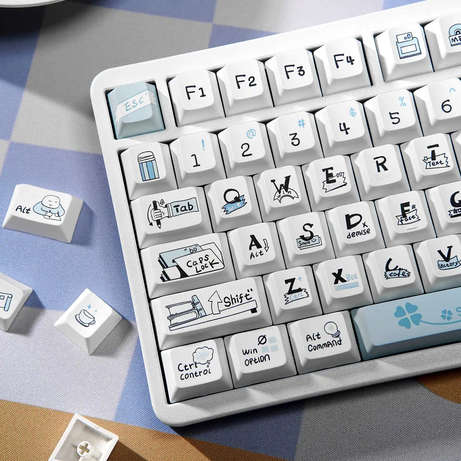 Anime and Cartoon Cherry Cross-Section Keycap PBT Material Cute 136-Key Set Compatible with MX-Switch Mechanical Gaming Keyboard