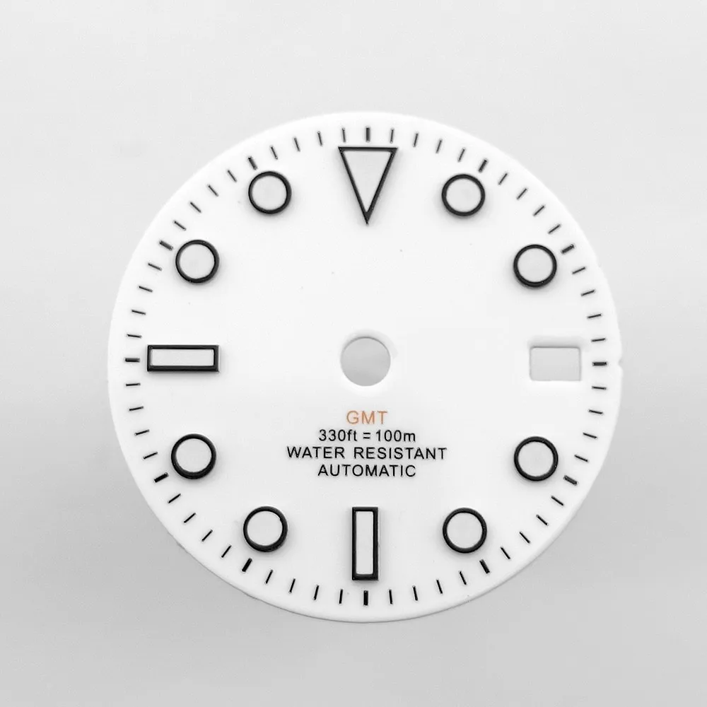 28,5 m Zifferblatt GMT Uhrenzifferblätter passend für NH34/NH35 Uhrwerk BGW9 Blaue Leuchtzeiger Uhrenteile Zubehör Zifferblatt Zeiger – Detail 2