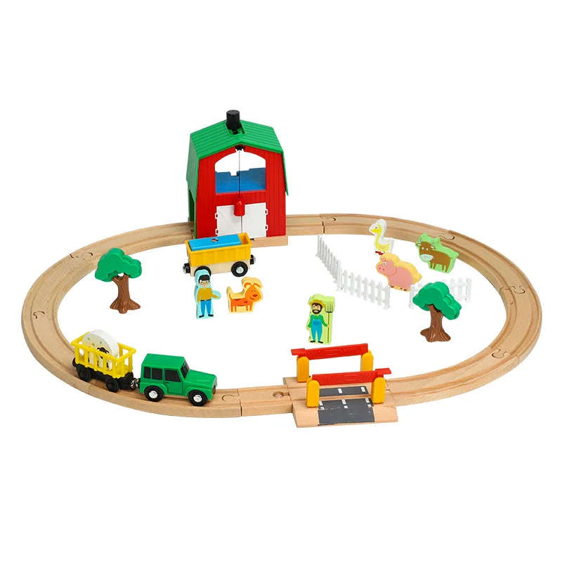 Nuovo stile GiftTrack Set Giocattoli Treno Trasporto agricolo Bambini Auto per bambini 1:64 Combinazione di legno compatibile con binari del treno Pd08