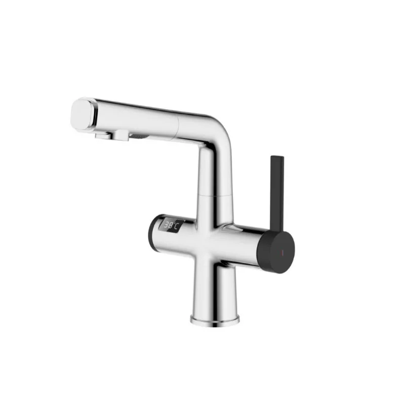 

Intelligent digital display pull-out washbasin faucet, hot and cold household washbasin, bathroom cabinet washbasin faucet