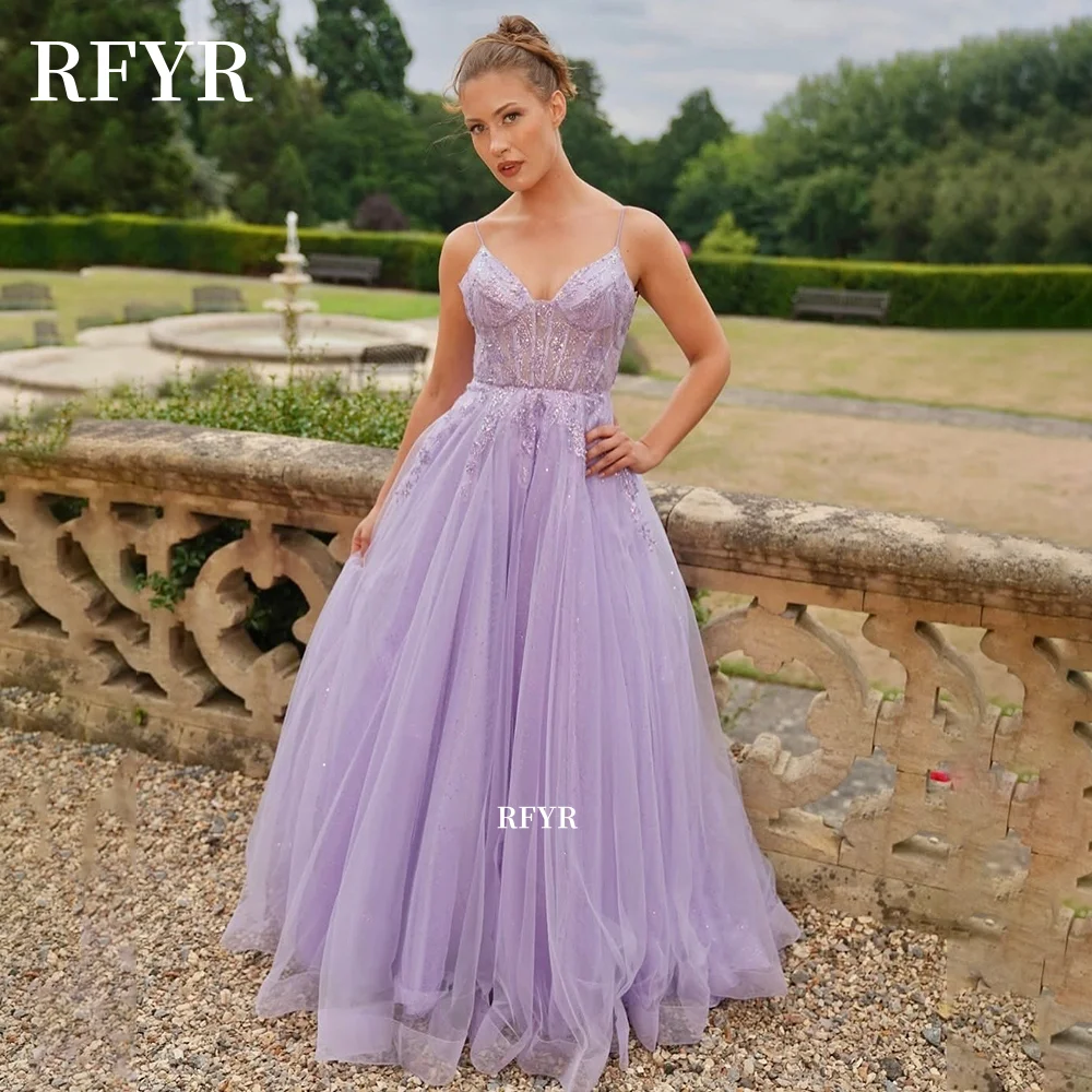 

RFYR A Line Party Dress Sweetheart Prom Dress Fluffy Evening Gowns Applique Celebrity Dress for Women vestidos Customized