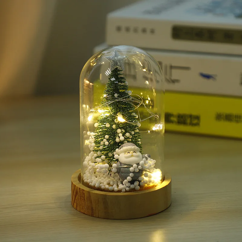 Christmas Nightlight Christmas Tree Glass Cover Holiday Romantic Gift Bedside Cabinet Home Decoration