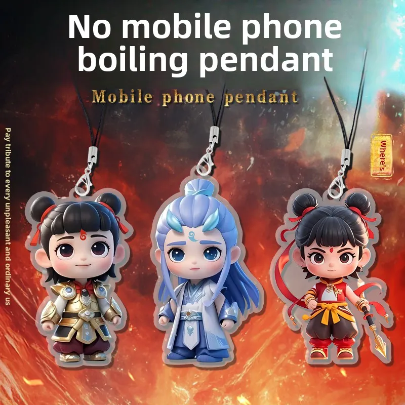 

Nezha 2, серия Devil Child Trouble Ao Bing, милый креативный мультяшный узор, портативная цепочка для мобильного телефона, украшение, кулон