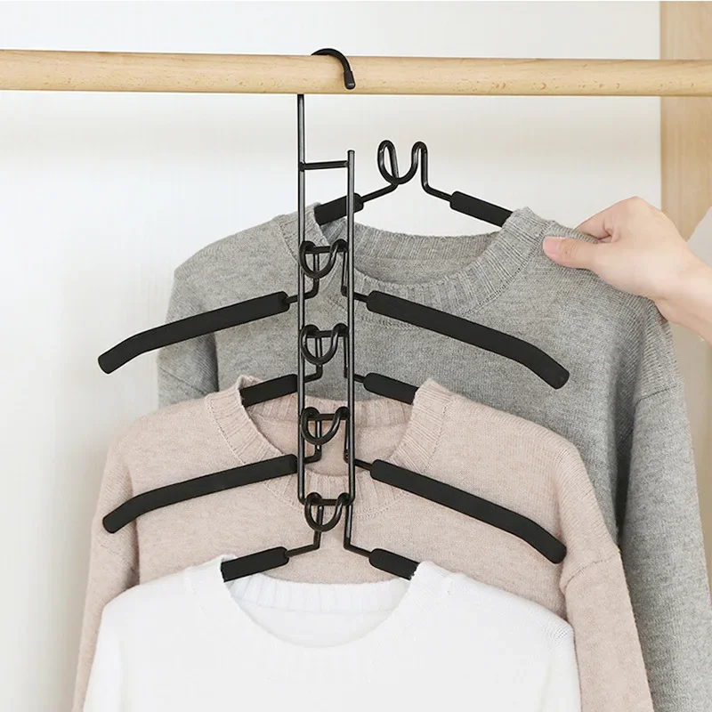 

5 Layer Detachable Storage Holder Mounted Hanger Indoor Space Saving Household One-Piece Clothes Hanger Clothes Drying Rack