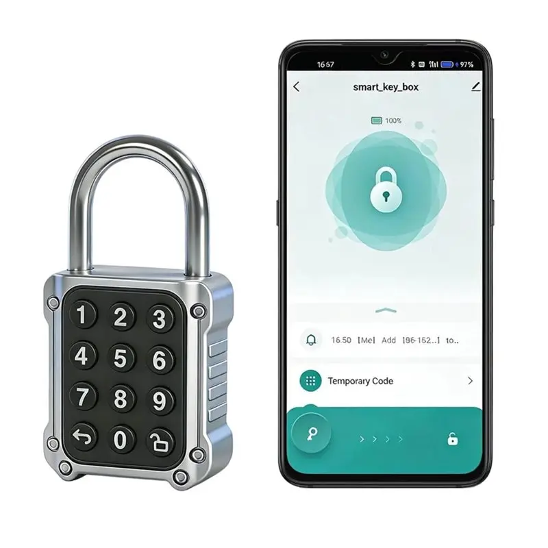 AAAN-Tuya Digital Padlock 9-Digit Smart Combination Locker Keyless Access System For School, Shed, Fence, Gym Entry