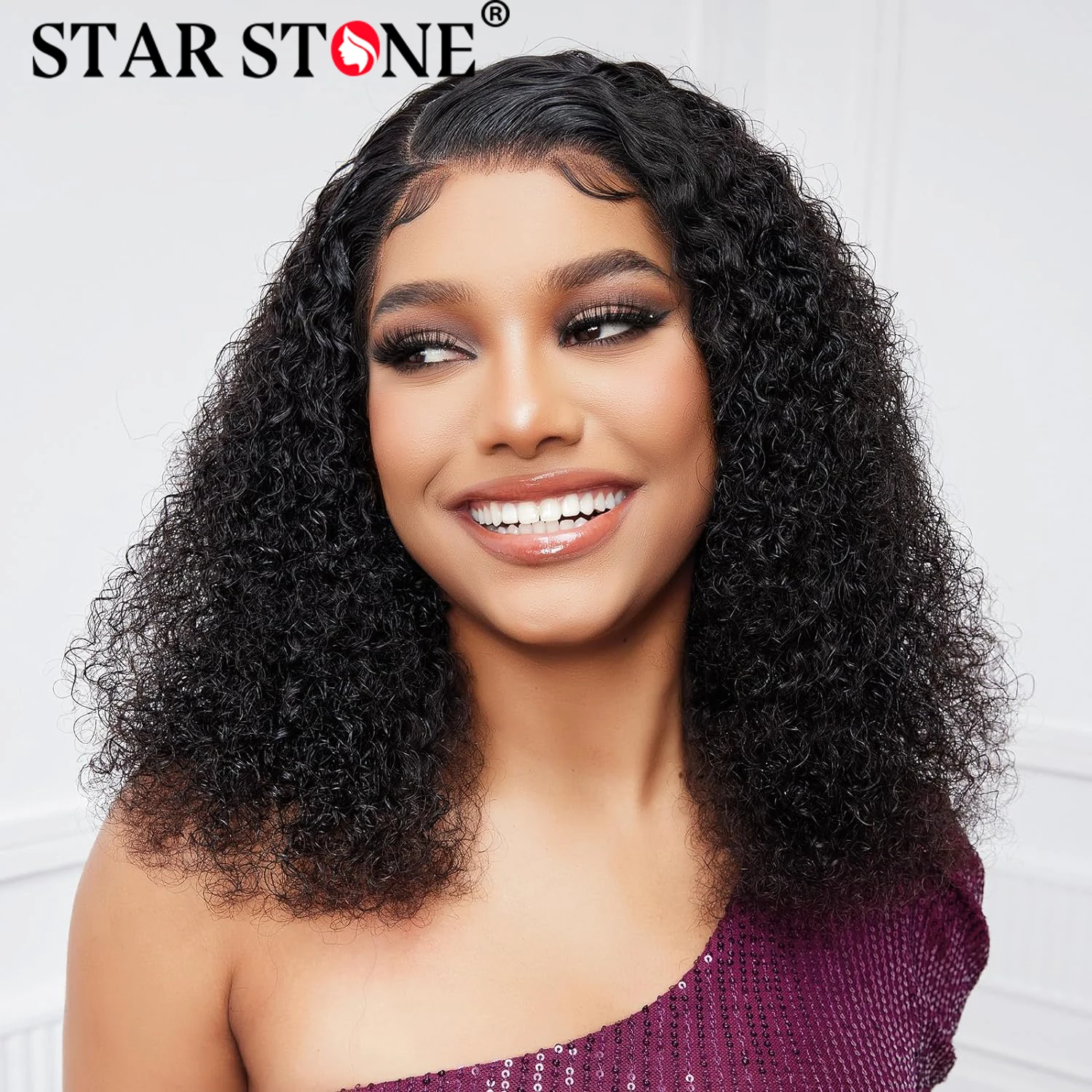 STAR STONE Kinky Curly Bob Brazilian Human Hair Lace Front Wigs 13X4 Lace Frontal 4x4 Closure Curly Wig For Black Women On Sale