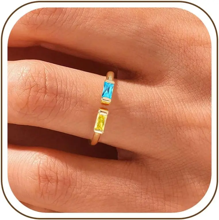 

Кольца с камнями по месяцам рождения WFYOU Gold для женщин — изящные, не тускнеющие, с позолотой 14K, с фианитами, для неё и пар — персонализированные