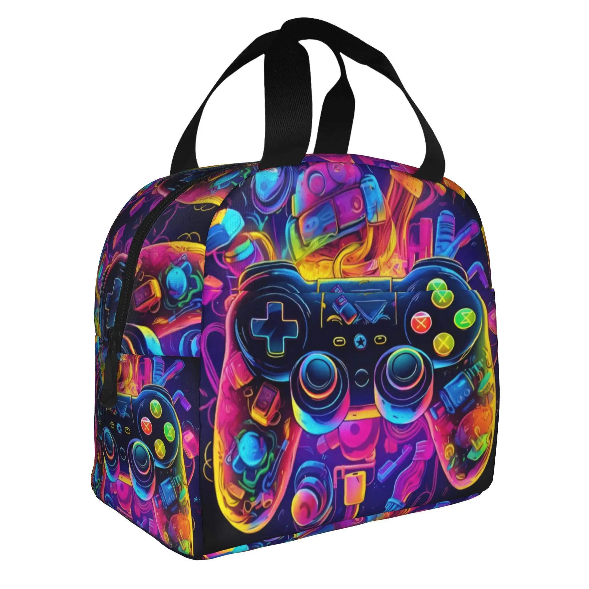 Game Controller Lunch Bag Women Fashionable Pattern Cooler Thermal Insulated Lunch Box for School