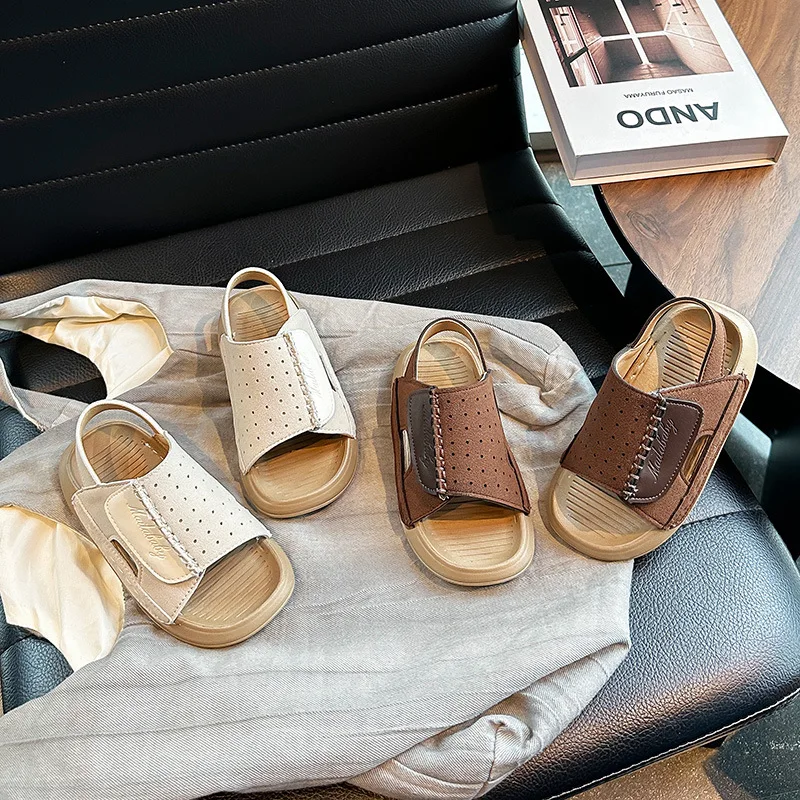 2026 Baby Boy Sandals Summer Beach Shoes Soft PU Leather Infant First Walkers 1-3 Years Little Toddler Casual Sport Sandals