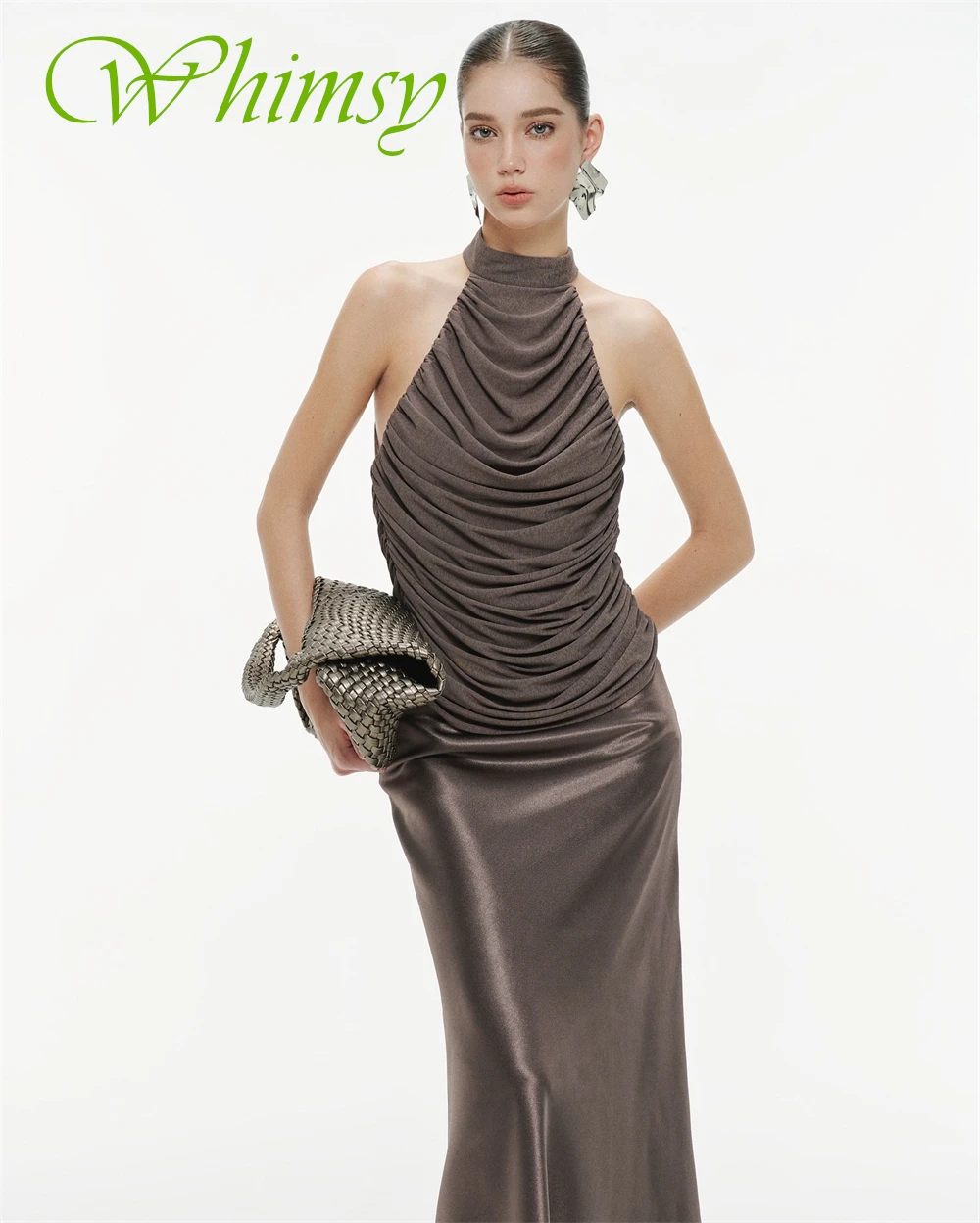 Customized Luxury Satin Backless Evening Dress Exquisite Halter Mermaid Prom Dresses Modern Sleeveless Special Occasion Gowns