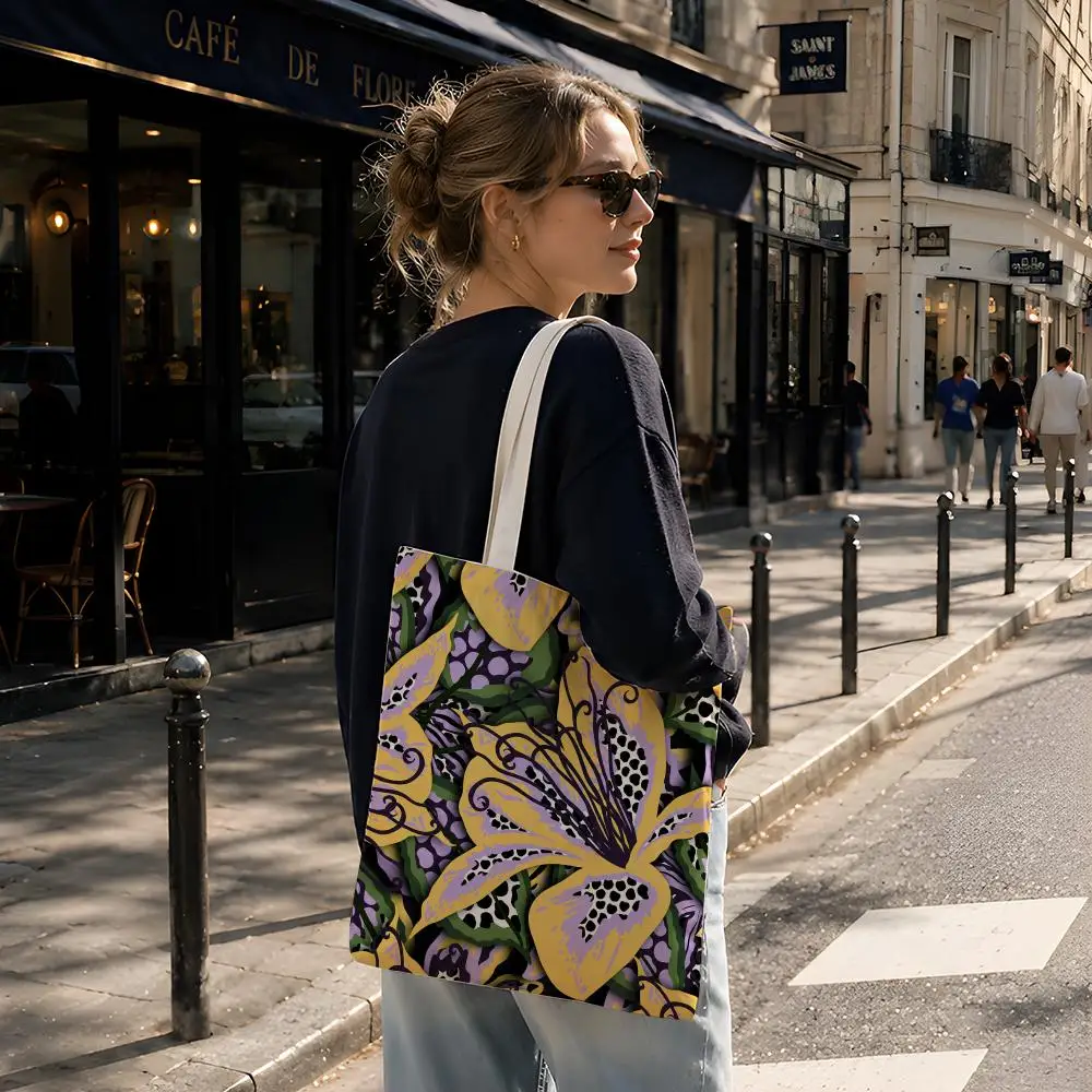 Pattern Tropical T-Tropical Pop Floral Storage Bags Reusable Canvas Tote Suitable for School Class Commuting Shopping as Gifts