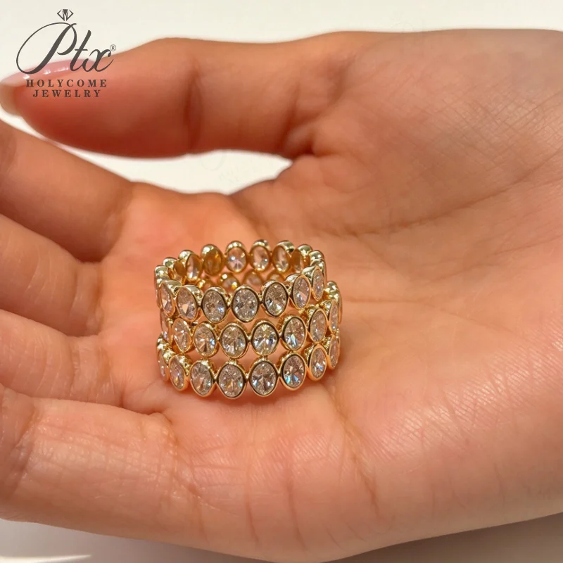 18K Gelbgold Diamantring DEF VS-VVS Ovaler Schliff Hochzeitsantrag Versprechen Edel für Damen Charms Tägliches Tragen Holycome Schmuck – Detail 7