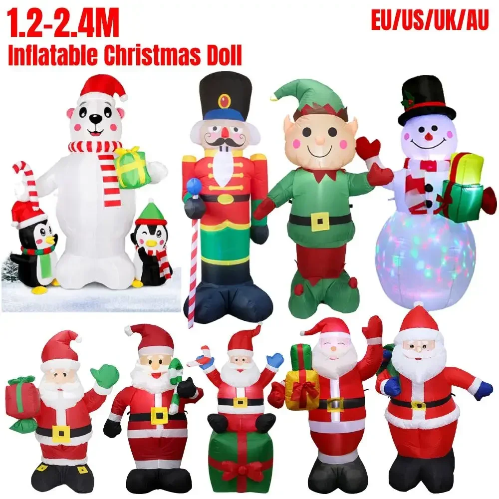 Holiday LED Inflatable Christmas Santa Claus Ornament Nutcracker Model Christmas Dolls for 2024 New Year Party Christmas Decor