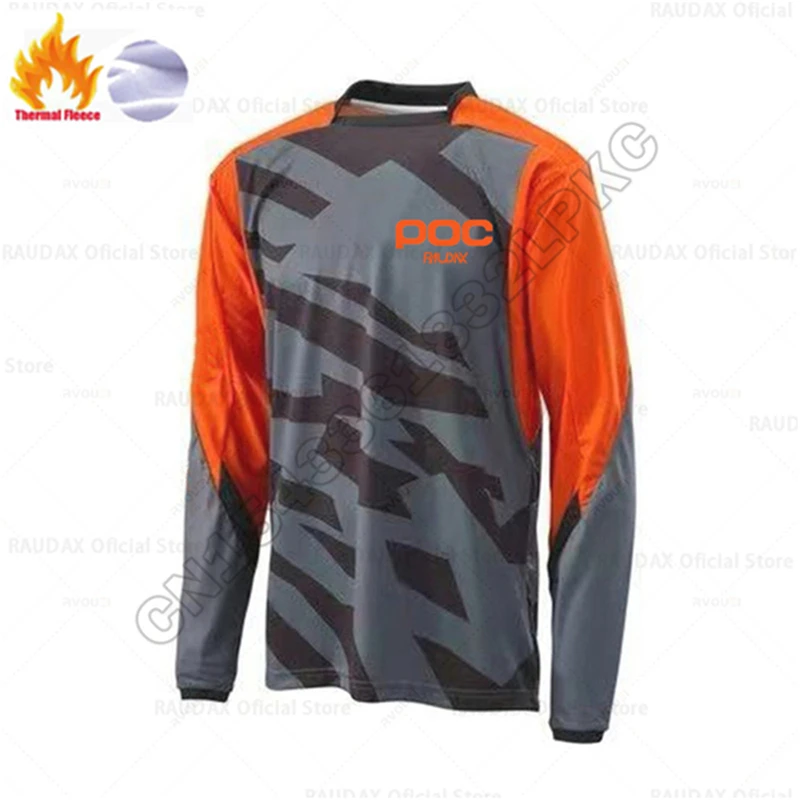 RAUDAX POC-Thermal Fleece Cycling Jersey Downhill Jerseys, MTB Bike T-Shirt, Long Sleeve, Motocross Sportwear, Winter Clothing