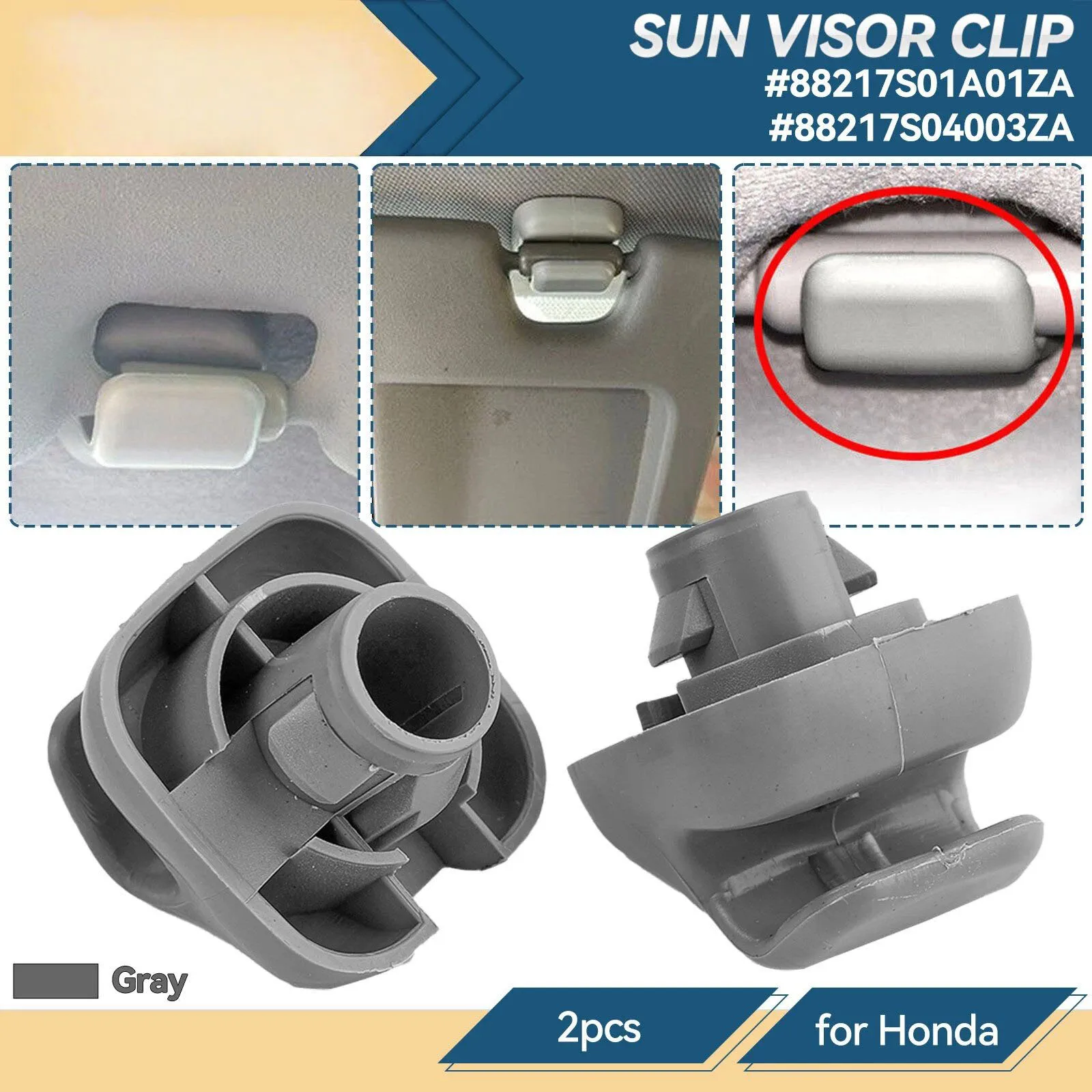 2Pcs For Honda 88217S01A01ZA Car Sun Visor Shade Holder Clip Retainer Replacement For Honda Accord CR-V Civic 88217-S04-003ZA