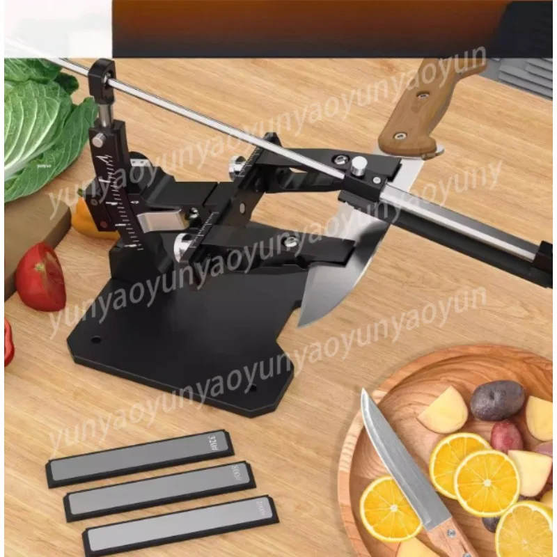 Aluminum Knife Sharpening System with 3 Diamond Discs Professional Sharpener Set for Home Kitchen Use