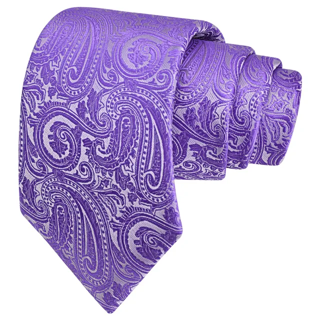 RBOCOTT New Classic Silk Paisley Tie 8cm Pattern Necktie Men's Red Blue Black Office Wedding Party Gift Tie Accessories 5