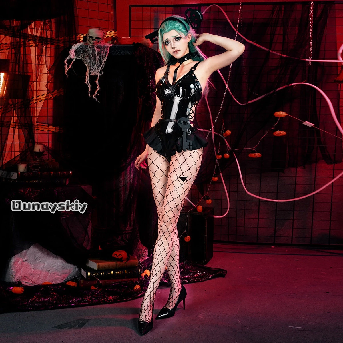 IP ABA Cosplay Costume Guilty Gear Strive Fan‑made Little Devil Halloween Gothic Leather Skirt Outfit Women Halloween DressUp view 4