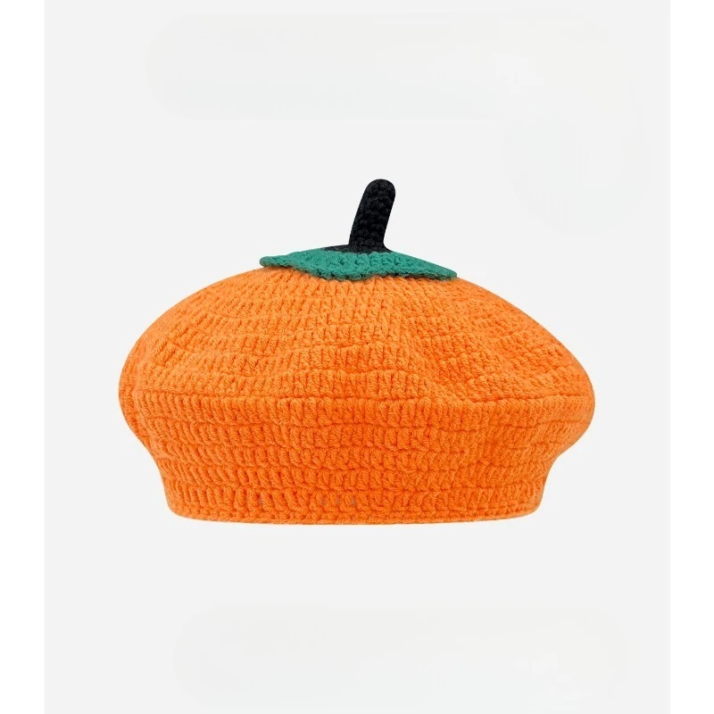 Японские нишевые мультяшные вязаные вручную куполообразные береты, весенне-осенние универсальные теплые вязаные шапки художника для женщин