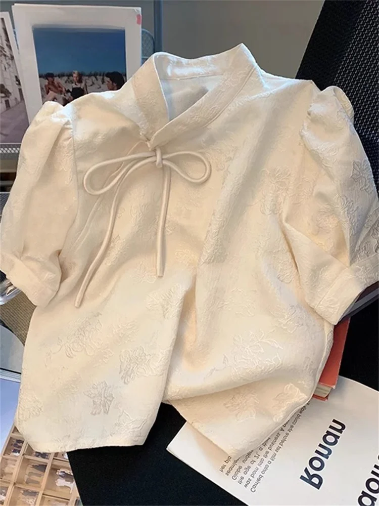 

Новая китайская модная мужская рубашка с коротким рукавом, воротником-стойкой и завязками на талии, летняя, приталенная, омолаживающая, с эффектом похудения