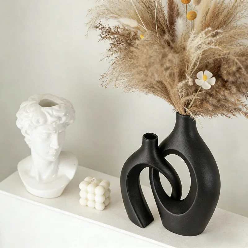 

Modern simple Nordic style faux ceramic vase2Set of Living Room Flower Arrangement Decorations Home Decor Crafts