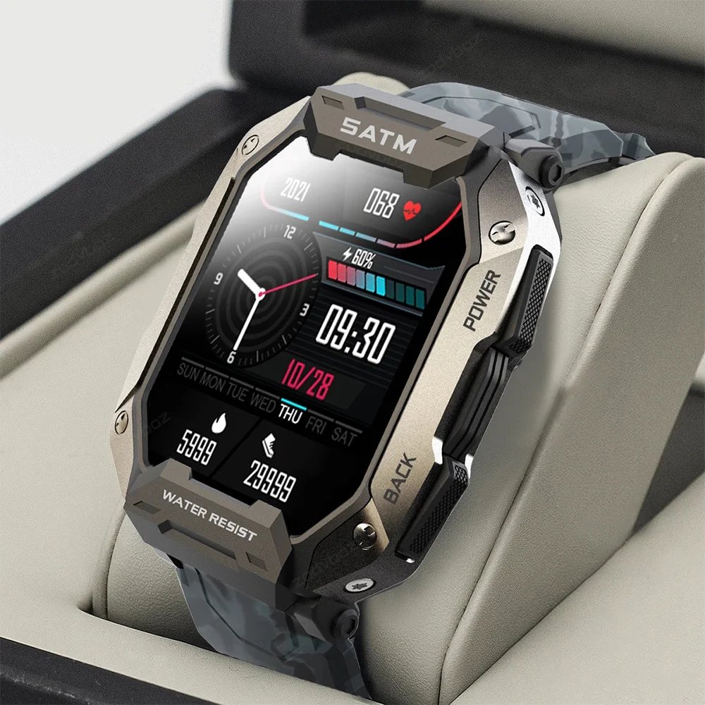

Waterproof Smartwatch for Men, 5ATM Fitness Watch with 24 Sports Modes, Compatible with iPhones and Androids, Smart Watch with M