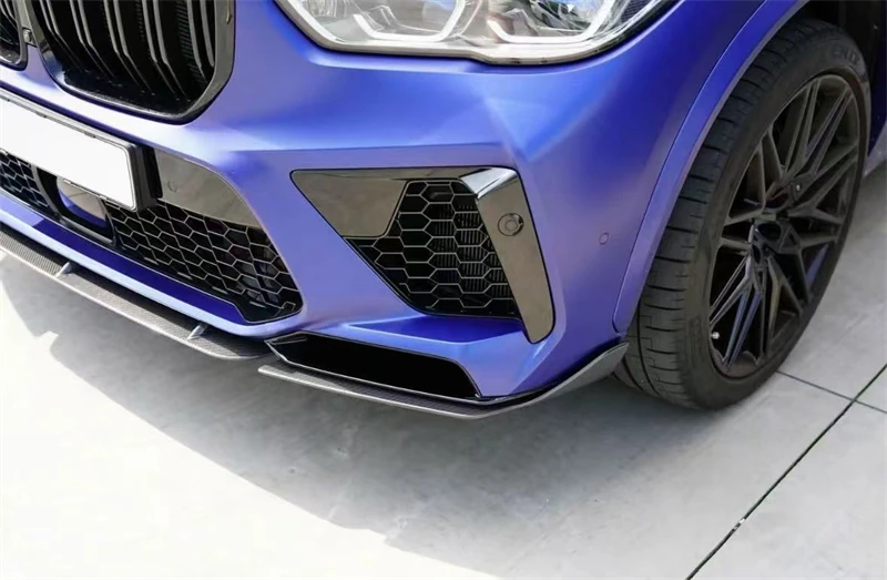 ل BMW F95 F96 X5M X6M 2019 2020 2021 2022 ReaI ألياف الكربون الجبهة حافة مصد السيارة المفسد عدة