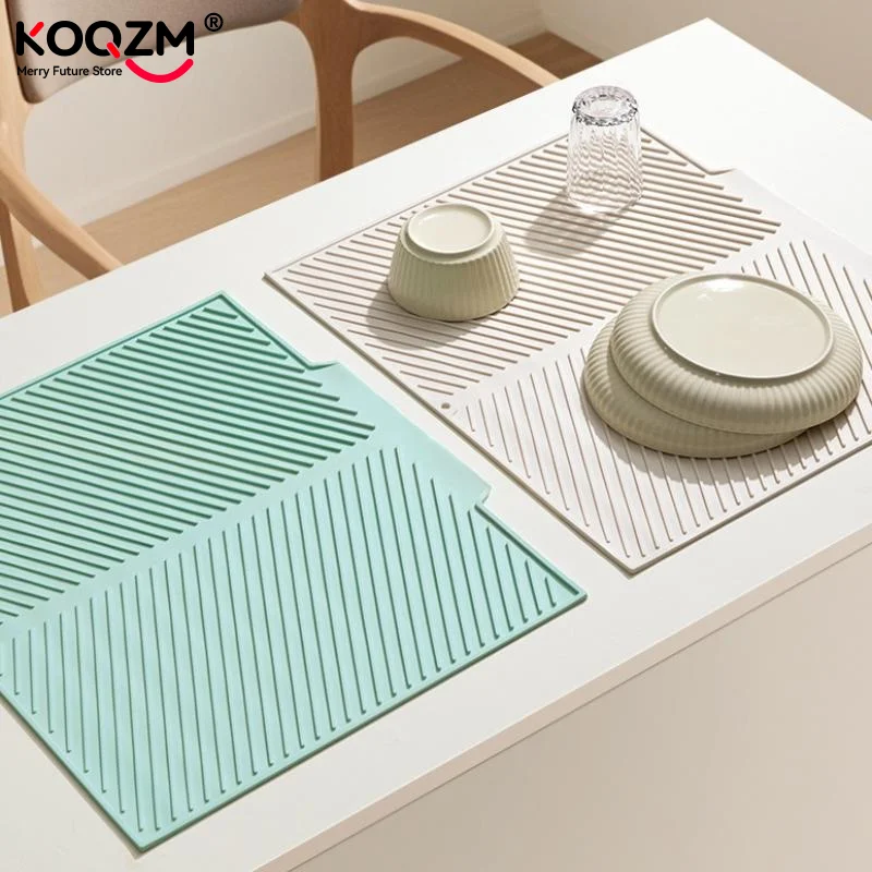 แผ่นรองซิลิโคนสำหรับคว่ำจาน แผ่นรองกันลื่น ที่รองจาน ที่รองโต๊ะ แผ่นรองกันความร้อนแบบพับได้ แผ่นรองกันลวก