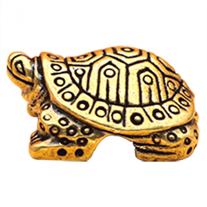 Solid Brass Ball Shape Tortoise Heavy Figurines Miniatures Vintage Metal Copper Animal Turtle Sculpture Tea Pet Table Ornaments