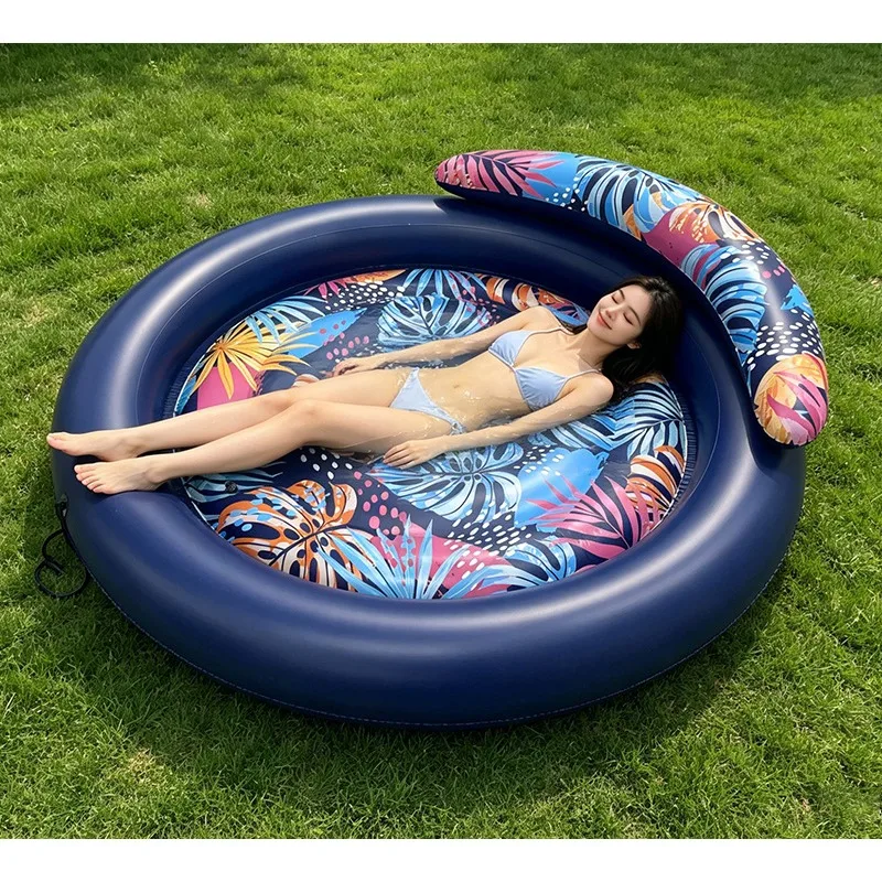 Outdoor inflatable lounge chairs, swimming pool home courtyard pillow printing adult leisure floating row