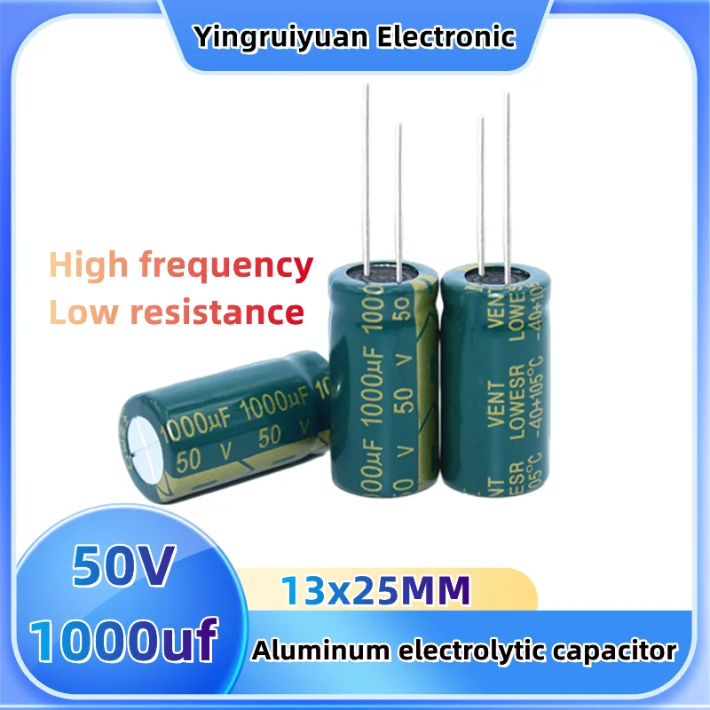 

10PCS 50v1000uf aluminum electrolytic capacitor 50v power adapter high frequency low resistance 50v1000uf 13x25