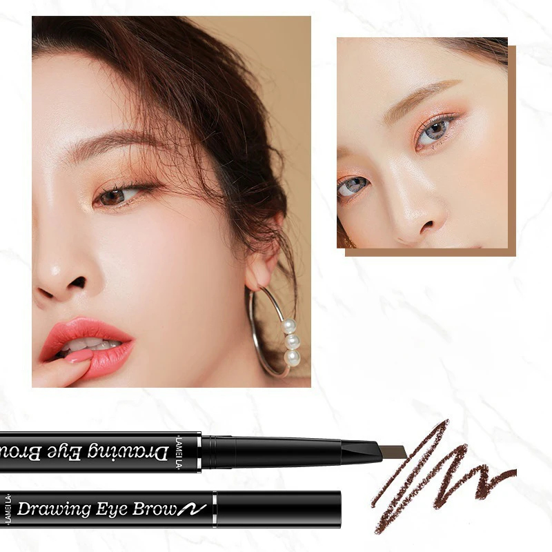 Dual-ended eyebrow pencil for women waterproof and sweatproof natural and long-lasting not easy to take off the color