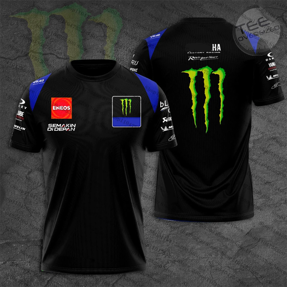 Футболка Monster Energy Racing Moto Jersey Dual Fabio Quartararo 20 El Diabo 2025 для мужчин и женщин, топы с короткими рукавами, рубашки для детей