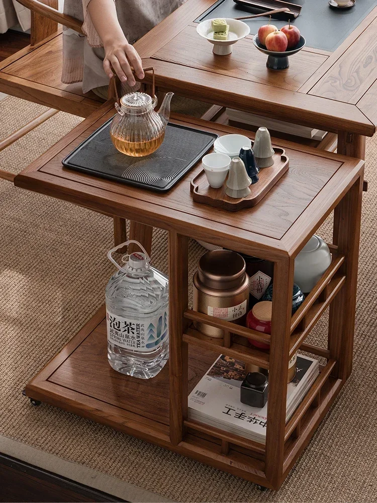 Trolley Old Elm Side Table Movable Small Coffee Table Household Dining Car Corner Bedside