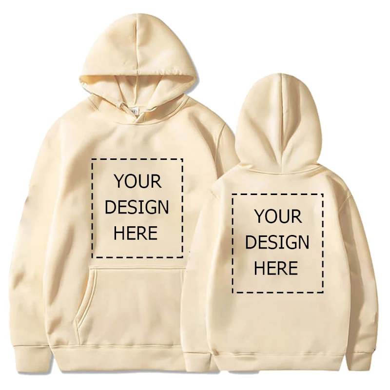 Custom Personalized Cotton Hoodie, DIY Your Hoodie Sweatshirt, A Total of Six Color Systems: Black White Blue Khaki Dark Gray