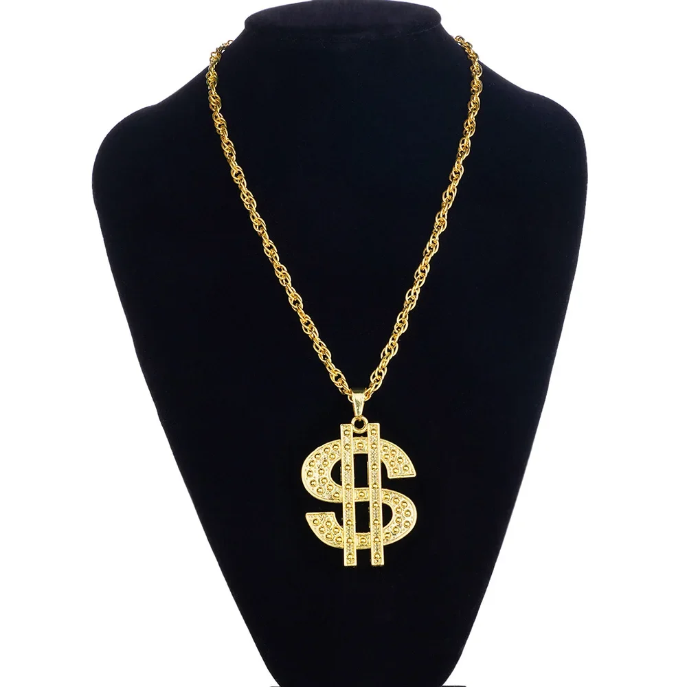 Fashion 18K Golden Plated Hip Hop Rock Necklace Stainless Steel US Dollar Money Sign Pendant Necklace Mens Women Jewellery Gift