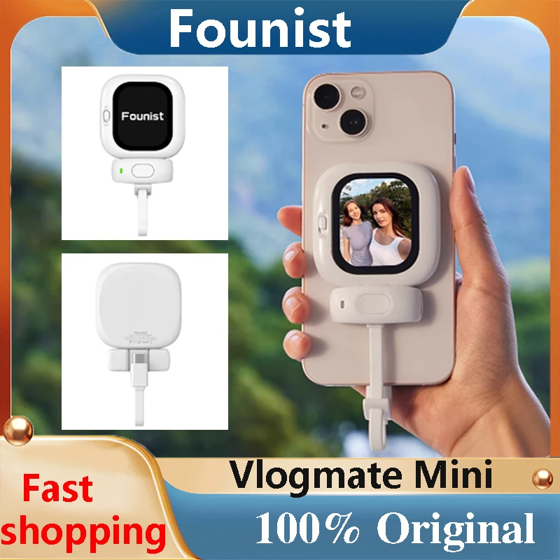 

Founist Magnetic Vlogmate Mini Selfie Monitor Screen AMOLED Screen Remote Control for phone photography iPhone Vlog Live Stream