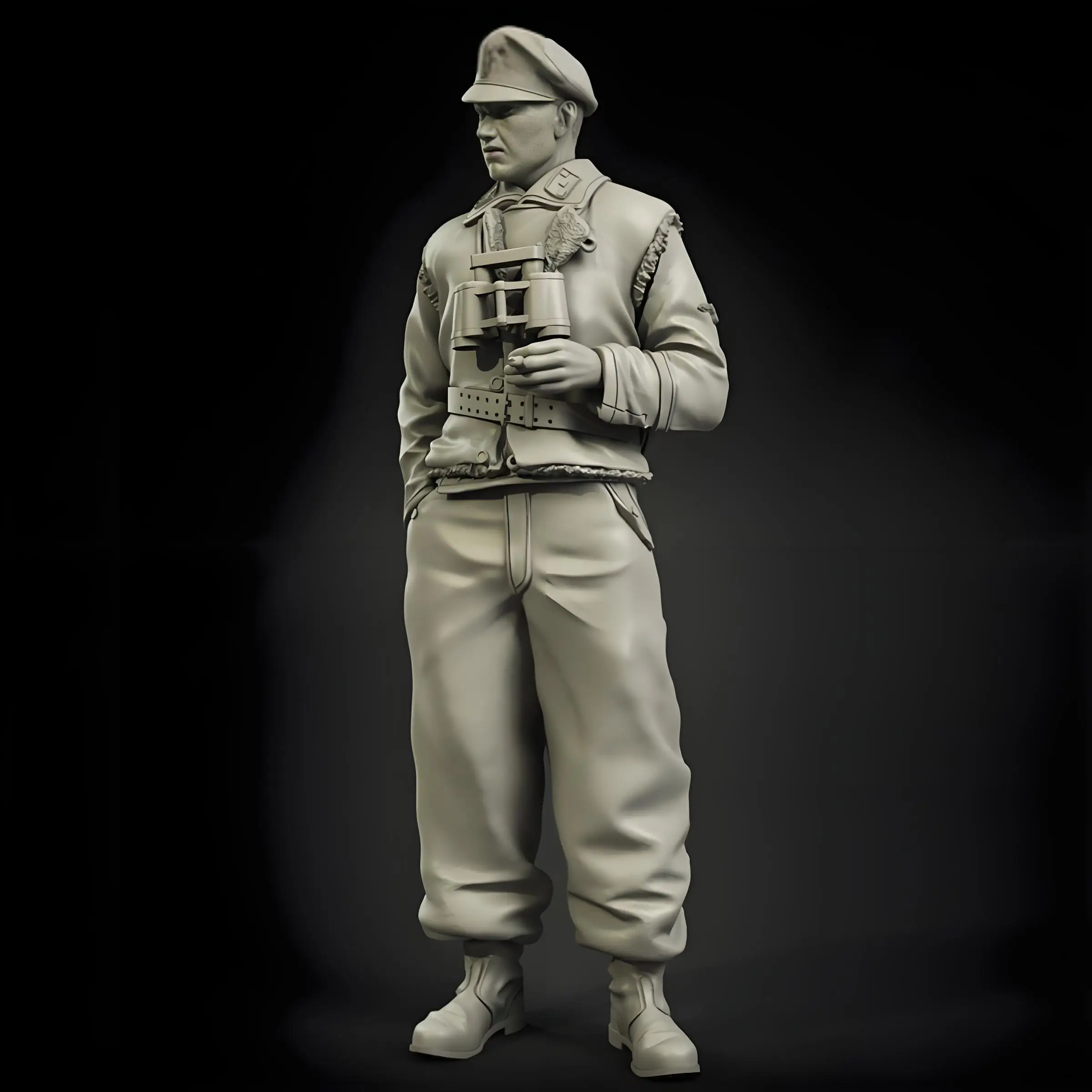 1/35 Resin Doll Model Kit German Soldier Handheld White Model, GK Resin Model Unassembled and Unpainted